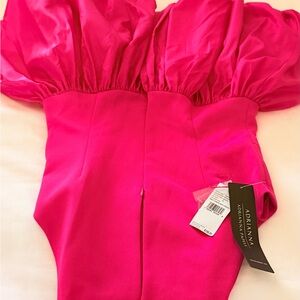 Adrianna Papell Girls' Hot Magenta Puff-Sleeve One-Piece